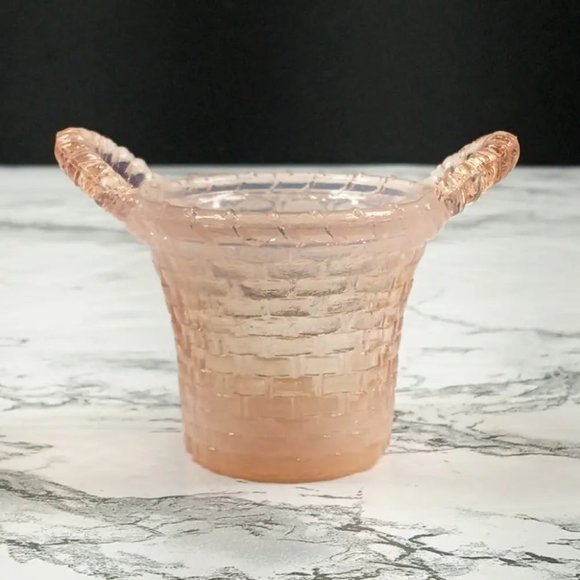 Degenhart Glass Mini Basket Trinket Toothpick Paperweight Vtg - Picture 2 of 9